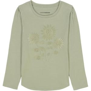 imageLucky Brand Girls Long Sleeve Graphic TShirt Tagless Cotton Tee with Fun DesignsSeagrass Sunflowers