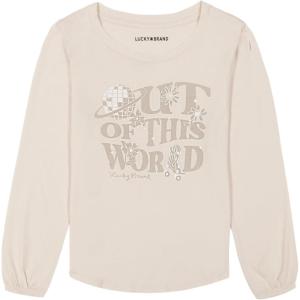 imageLucky Brand Girls Long Sleeve Graphic TShirt Tagless Cotton Tee with Fun DesignsWhitecap Gray