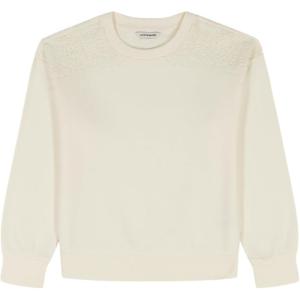 imageLucky Brand Girls Pullover Crochet Fleece Crew Neck Sweatshirt Soft ampamp ComfortableGardenia