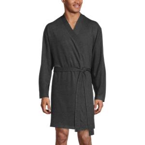 imageLucky Brand Mens Bathrobe  Warm Long Sleeve Knit Robe with Shawl Collar  Soft Cotton Blend Bath Robes for Men Size SXLCharcoal Heather