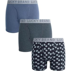 imageLucky Brand Mens Boxer Briefs  3 Pack Classic Mens Underwear Boxer Briefs with Functional Fly  Soft Cotton Boxers for MenBlue HeatherPrintCharcoal