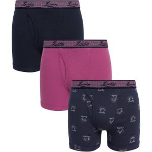imageLucky Brand Mens Boxer Briefs  3 Pack Classic Mens Underwear Boxer Briefs with Functional Fly  Soft Cotton Boxers for MenBluePinkPrint