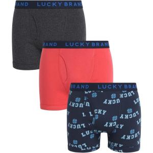 imageLucky Brand Mens Boxer Briefs  3 Pack Classic Mens Underwear Boxer Briefs with Functional Fly  Soft Cotton Boxers for MenCharcoal Grey HeatherMood Indigo PrintMineral Red