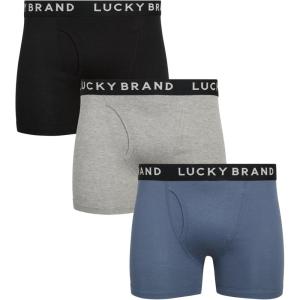 imageLucky Brand Mens Boxer Briefs  3 Pack Classic Mens Underwear Boxer Briefs with Functional Fly  Soft Cotton Boxers for MenGreyBlackNavy