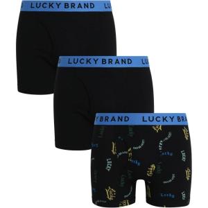 imageLucky Brand Mens Boxer Briefs  3 Pack Classic Mens Underwear Boxer Briefs with Functional Fly  Soft Cotton Boxers for MenJet BlackBlackJet Black Print