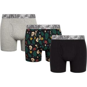 imageLucky Brand Mens Boxer Briefs  3 Pack Soft Stretch Casual Mens Underwear with Functional Fly Pouch Boxers S2XLBlackPrintLight Grey