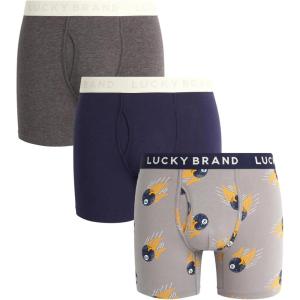imageLucky Brand Mens Boxer Briefs  3 Pack Soft Stretch Casual Mens Underwear with Functional Fly Pouch Boxers S2XLHeather GreyPrintNavy