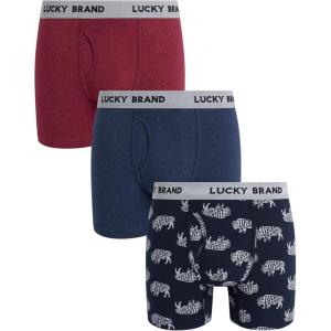 imageLucky Brand Mens Boxer Briefs  3 Pack Soft Stretch Casual Mens Underwear with Functional Fly Pouch Boxers S2XLIndigo HeatherShadow BlackTibetan Red