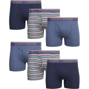 imageLucky Brand Mens Boxer Briefs  6 Pack Classic Mens Underwear Boxer Briefs with Functional Fly  Soft Cotton Boxers for MenNavyStripeGrey