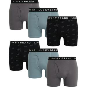imageLucky Brand Mens Boxer Briefs  6 Pack Classic Mens Underwear Boxer Briefs with Functional Fly  Soft Cotton Boxers for MenSmoked PearlPrintLead