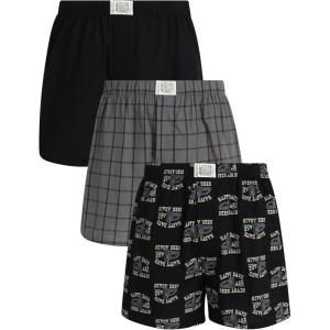 imageLucky Brand Mens Boxer Shorts  3 Pack Woven Cotton Boxers for Men with Functional Fly  Lightweight Mens Underwear BoxersDecember Sky PlaidJet BlackJet Black Print