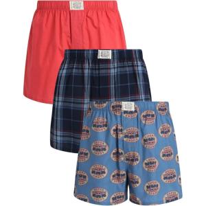 imageLucky Brand Mens Boxer Shorts  3 Pack Woven Cotton Boxers for Men with Functional Fly  Lightweight Mens Underwear BoxersMood Indigo PlaidMineral RedCoronet Blue Print