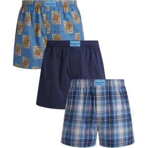 imageLucky Brand Mens Boxer Shorts  3 Pack Woven Cotton Boxers for Men with Functional Fly  Lightweight Mens Underwear BoxersPlaidMood IndigoCoronet Blue Print