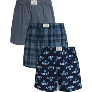 imageLucky Brand Mens Boxer Shorts  3 Pack Woven Cotton Boxers for Men with Functional Fly  Lightweight Mens Underwear BoxersTotal Eclipse PlaidMedium GreyTotal Eclipse Print