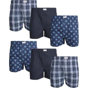 imageLucky Brand Mens Boxer Shorts  6 Pack Relaxed Fit Cotton Boxers with Functional Fly and Elastic Waistband Sizes SXLBlue PlaidNavyBlue Floral Print