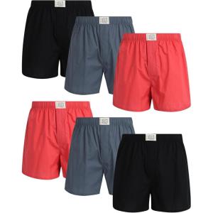 imageLucky Brand Mens Boxer Shorts  6 Pack Relaxed Fit Cotton Boxers with Functional Fly and Elastic Waistband Sizes SXLMedium GreyMineral RedJet Black