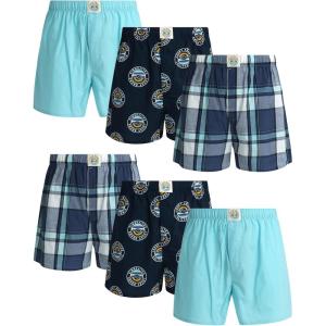 imageLucky Brand Mens Boxer Shorts  6 Pack Relaxed Fit Cotton Boxers with Functional Fly and Elastic Waistband Sizes SXLPlaidMood IndigoSea Angel