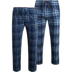 imageLucky Brand Mens Lightweight Plaid Fleece 2 Pack Pajama PantsBlue Plaids