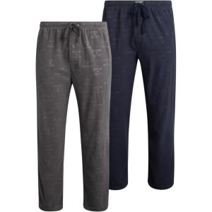 imageLucky Brand Mens Lightweight Plaid Fleece 2 Pack Pajama PantsMood Indigo PrintGrey Print