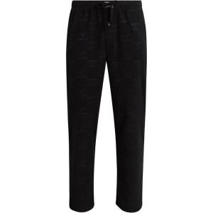 imageLucky Brand Mens Lightweight Plaid Fleece Pajama PantsJet Black With Embossed Logo
