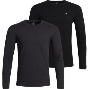 imageLucky Brand Mens Long Sleeve Tee Shirts  2 Pack Soft Crewneck Cotton Tees for Men  Lightweight Mens Shirts for LayeringCharcoalJet Black