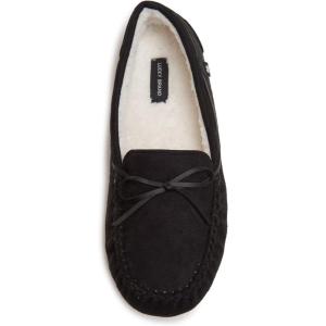 imageLucky Brand Mens MicroSuede Moccasin Slippers with Faux Sherpa LiningBlack