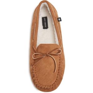 imageLucky Brand Mens MicroSuede Moccasin Slippers with Faux Sherpa LiningTan