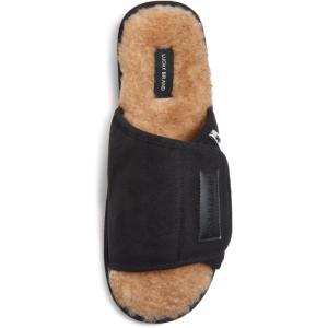 imageLucky Brand Mens Microsuede Memory Foam Open Toe Slippers Cool Adjustable Strap Indoor Outdoor House Sliders for MenBlack