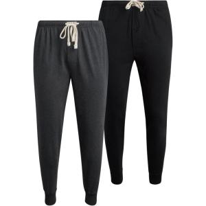 imageLucky Brand Mens Pajama Pants  2 Pack Micro Suede Knit Bottom Joggers for Men with Side Pocket  Mens Lounge Pants SXLJet BlackCharcoal Heather