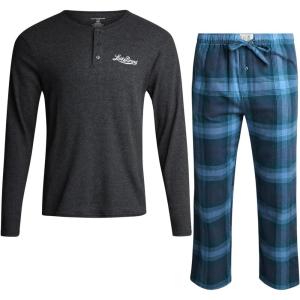 imageLucky Brand Mens Pajama Set  2 Piece Long Sleeve Crewneck Mens Shirts and Flannel Lounge Pants  Cozy Pajama Pants Set SXLCharcoal Greyvintage Indigo Plaid