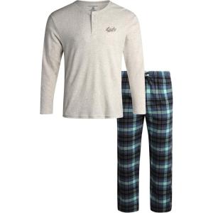 imageLucky Brand Mens Pajama Set  2 Piece Long Sleeve Crewneck Mens Shirts and Flannel Lounge Pants  Cozy Pajama Pants Set SXLOatmeal Heatherdecember Sky Plaid