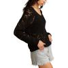 imageLucky Brand Womens Pointelle V Neck PulloverDark Black