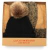 imageLucky Brand womens Woven Check Scarf and Pom Hat Set BoxedBlack
