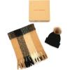 imageLucky Brand womens Woven Check Scarf and Pom Hat Set BoxedBlack