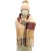 imageLucky Brand womens Woven Check Scarf and Pom Hat Set BoxedRose Smoke