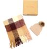 imageLucky Brand womens Woven Check Scarf and Pom Hat Set BoxedRose Smoke