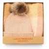 imageLucky Brand womens Woven Check Scarf and Pom Hat Set BoxedRose Smoke