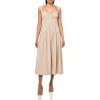 imageLucky Brand Womens Cinched Waist Poplin Midi DressBrown Stripe