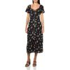 imageLucky Brand Womens Lace Trimmed Short Sleeve Midi DressBlack Floral