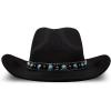imageLucky Brand Womens Ranger Hat  Wide Brim  Felt  Rancher  Americana  Western Inspired  Classic  Fashion  CowboyCowboy W Turquosie Band  Black