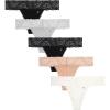 imageLucky Brand Womens Underwear  5 Pack Microfiber Stretch Lace Thong Panties SXLBlackBlackSilver SconceBrushGardenia