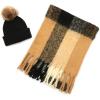 imageLucky Brand womens Woven Check Scarf and Pom Hat Set BoxedBlack