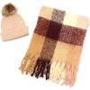 imageLucky Brand womens Woven Check Scarf and Pom Hat Set BoxedRose Smoke