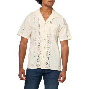 imageLucky Brand Mens Short Sleeve Eyelet Camp Collar ShirtTofu