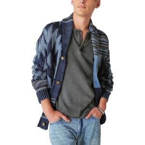 imageLucky Brand Mens Southwestern Print Shawl CardiganDark Denim Combo