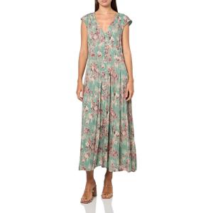 imageLucky Brand Womens Cinched Pleated Button Down Midi DressGreen Floral