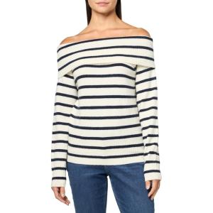 imageLucky Brand Womens Cloud Soft Off The Shoulder SweaterCadet Navy Multi Stripe