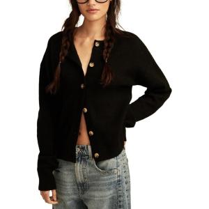 imageLucky Brand Womens Cloudsoft Crew Neck CardiganDark Black