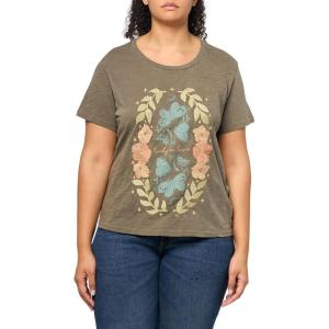 imageLucky Brand Womens Embroidered Butterfly Floral Classic CrewBungee Cord
