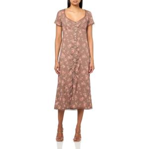 imageLucky Brand Womens Lace Trimmed Short Sleeve Midi DressTaupe Floral